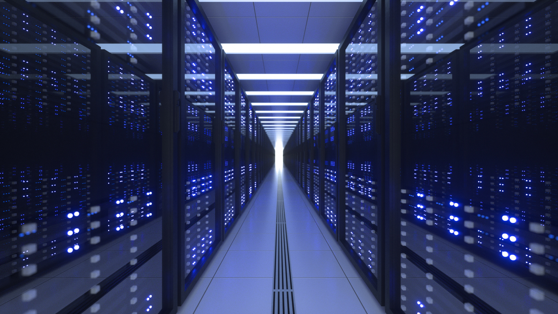 Data Center Computer Racks in Network Security Server Room Crypt